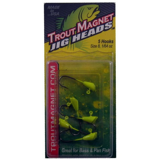 25 Pk Leland's Trout Magnet Jig Head Fishing Lures 1/ 64 Oz Size 8 Hooks Nickel 